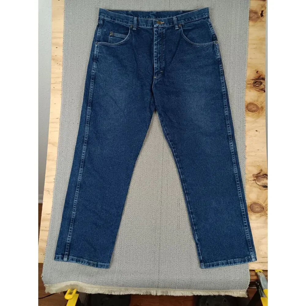 Wrangler‎ Rugged Wear Jeans Mens 36X30 Dark Blue Relaxed Straight Work Casual